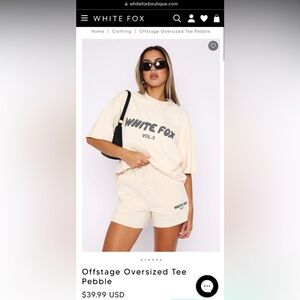 White Fox Offstage Oversized Graphic T-Shirts/Tees in Moss and Pebble Colors